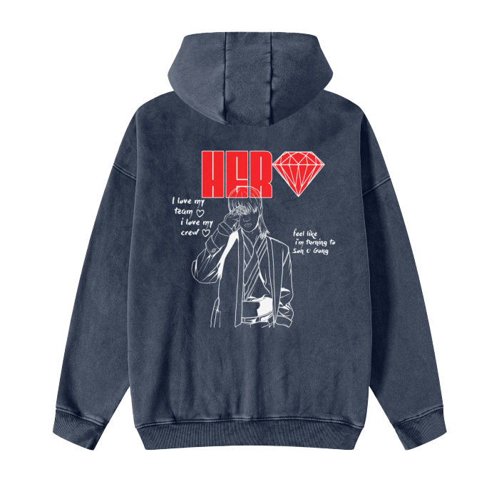 Super Acid Wash Zip Up Hoodie