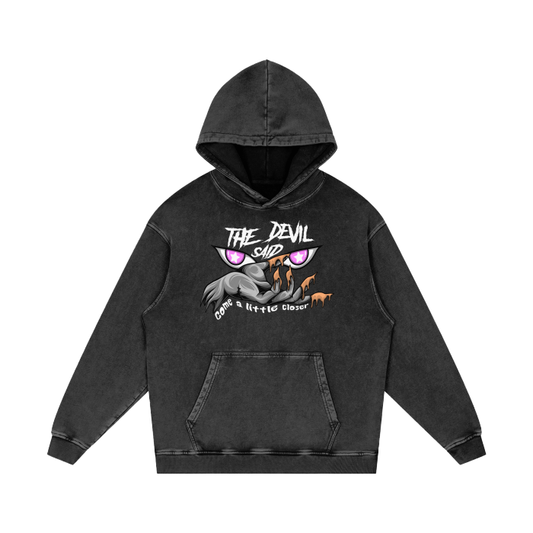 The Devil Said Acid Wash Hoodie