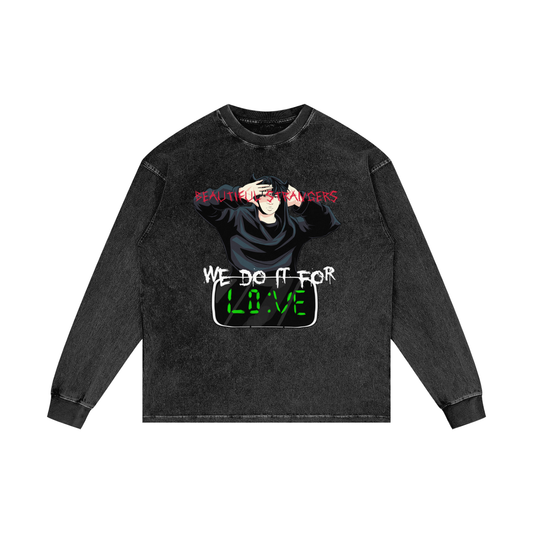 Strangers Acid Wash Oversize Long Sleeve Tee