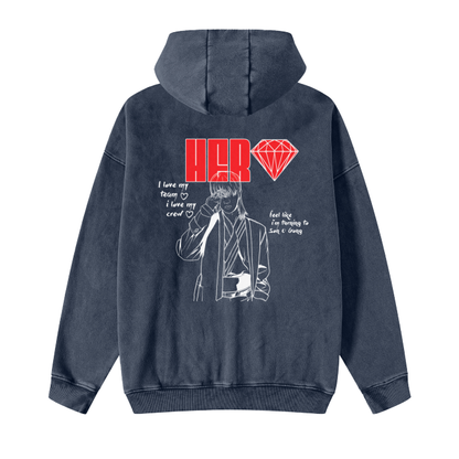 Super Acid Wash Zip Up Hoodie