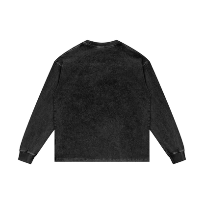 Strangers Acid Wash Oversize Long Sleeve Tee