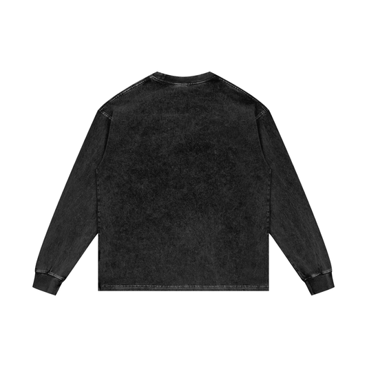 Strangers Acid Wash Oversize Long Sleeve Tee