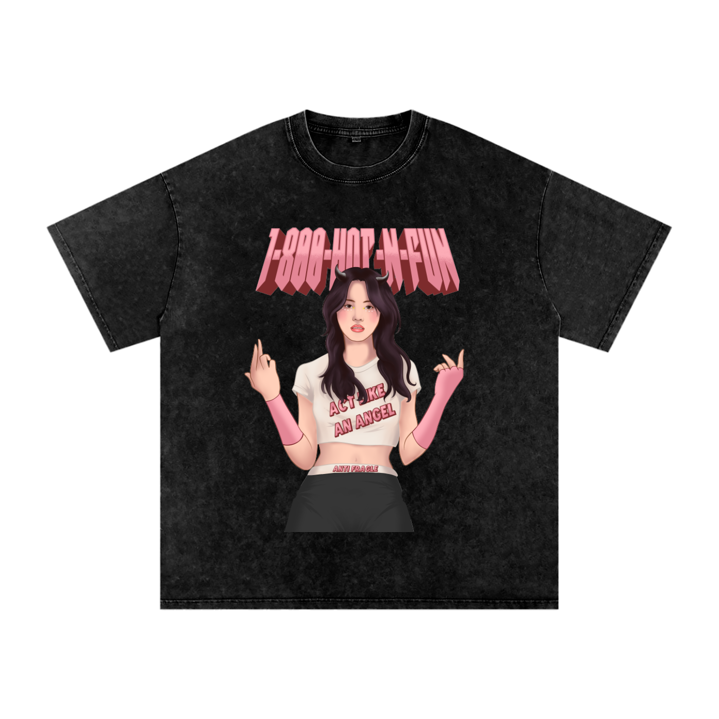 1-800-Hot-N-Fun Acid Wash T-Shirt